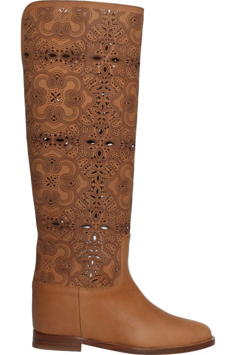 Fashion for Women Via Roma 15 Brown Perforated Boots