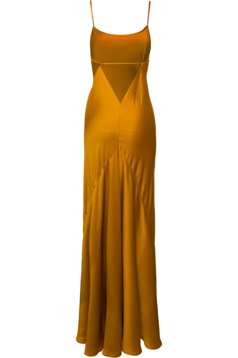 Victoria Beckham for Women Victoria Beckham Maxi Orange Slip Dress In Fluid Acetate Blend Woman