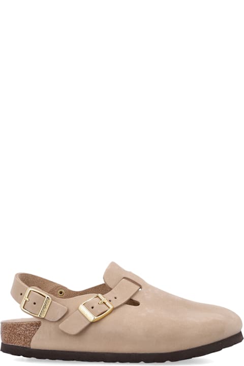Birkenstock Tokio Nubuk In Sandcastle Leather Clog