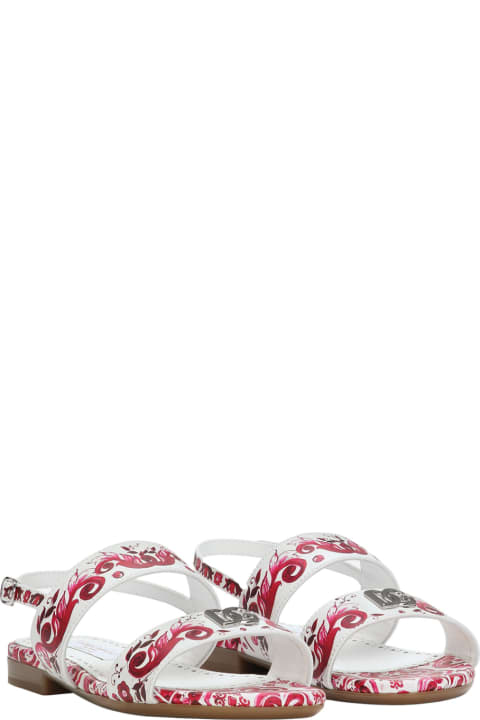 Shoes for Baby Girls Dolce & Gabbana Sandal With Fuchsia Majolica Print