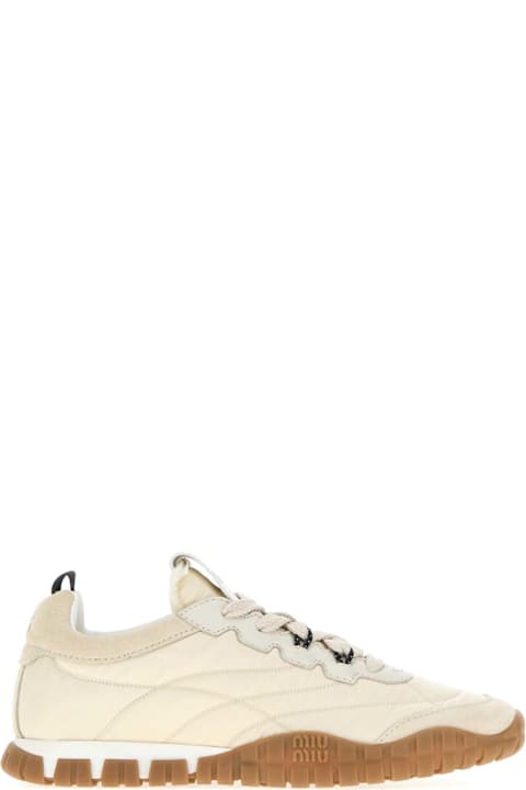 Miu Miu Sand Re-nylon And Suede Sneakers