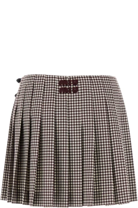 Miu Miu لـ Women Miu Miu Embroidered Vichy Mini Skirt