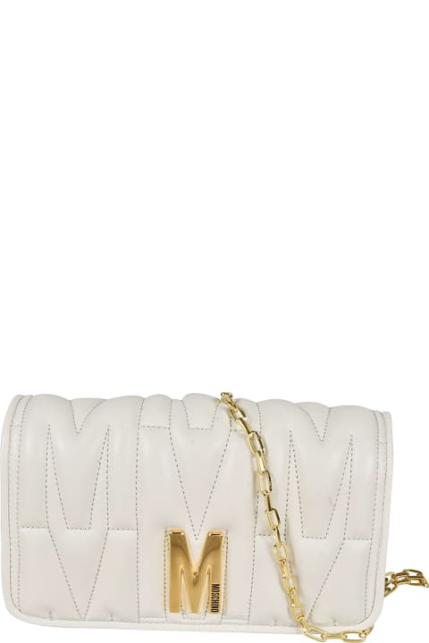 Moschino Shoulder Bags for Women Moschino M Plaque Quilted Flap Chain Shoulder Bag