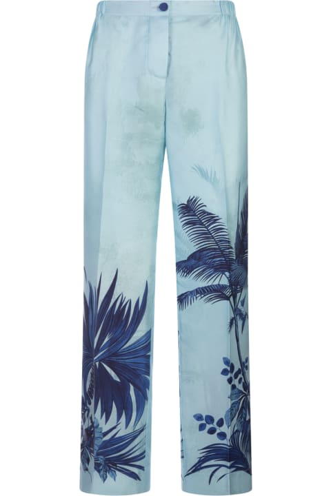 For Restless Sleepers Clothing for Women For Restless Sleepers Palms Blue Etere Trousers