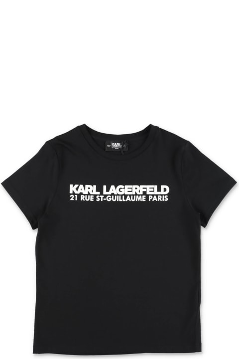 Karl Lagerfeld T-shirt Nero In Jersey Di Cotone Bambino