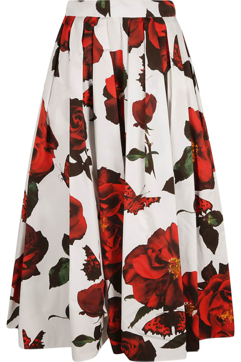 Alexander McQueen Skirts for Women Alexander McQueen Rose Print Pleated Midi Skirt