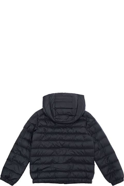 Fashion for Boys Moncler 'lauros' Blue Hooded Down Jacket With Logo Patch In Polyamide Boy