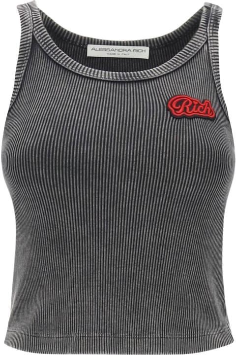 Alessandra Rich Topwear for Women Alessandra Rich Ribbed Tank Top With Logo Patch