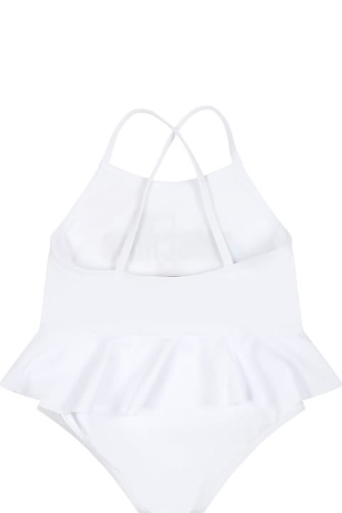 Moschino for Kids Moschino White One Piece Swimsuit For Baby Girl With Logo