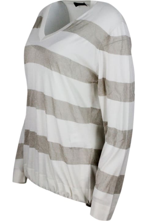 Fabiana Filippi for Women Fabiana Filippi Long-sleeved Silk And Cotton V-neck Sweater