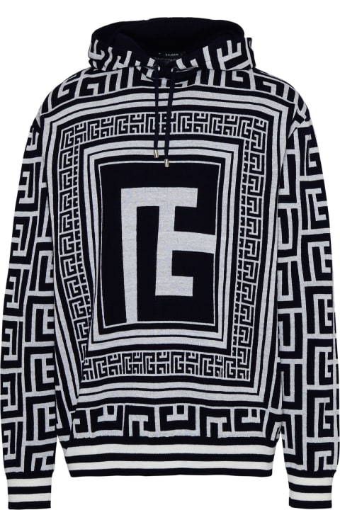 Balmain Clothing for Men Balmain Maxi Monogram Scarf Hooded Sweater