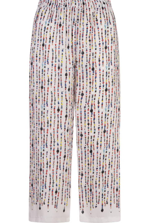 Fashion for Women MSGM White Trousers With Multicolour Bead Print