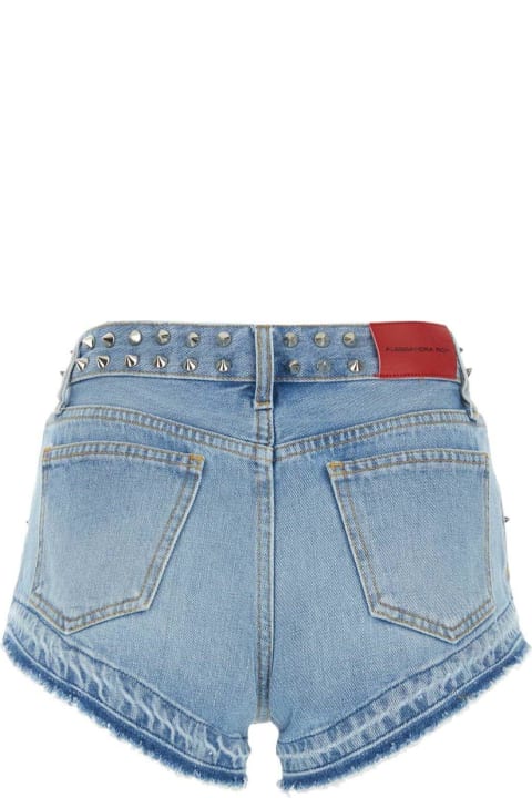 Alessandra Rich Pants & Shorts for Women Alessandra Rich Spike Embellished Denim Shorts
