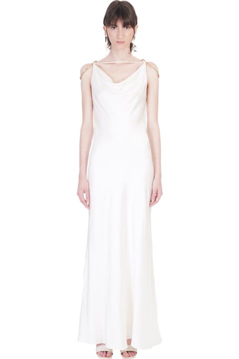 Azealia Gown Dress In White Silk