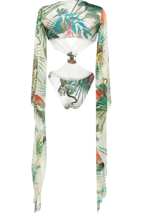 Swimwear for Women Roberto Cavalli One-piece Swimwear With Sleeves And Jungle Print