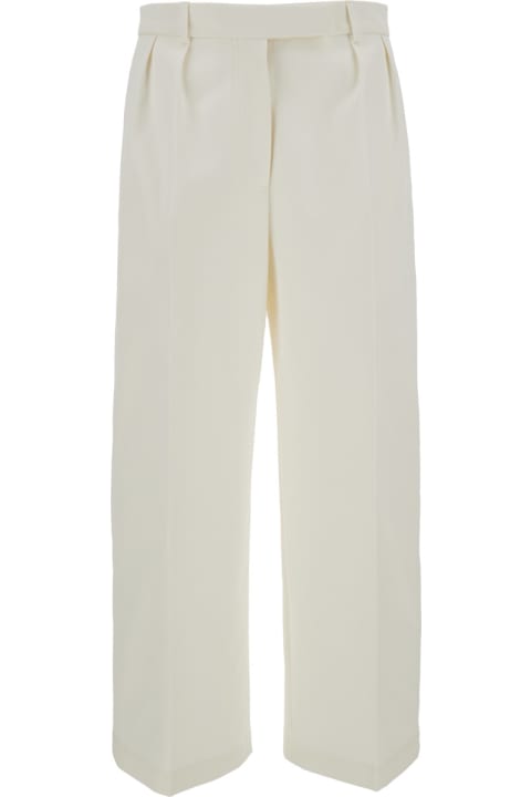 Fashion for Women Thom Browne White Relaxed Pants With 4bar Rwb Detail In Cotton Woman