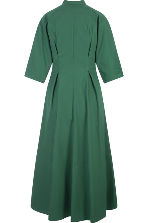Fashion for Women Aspesi Green Linen Midi Dress With V-neckline