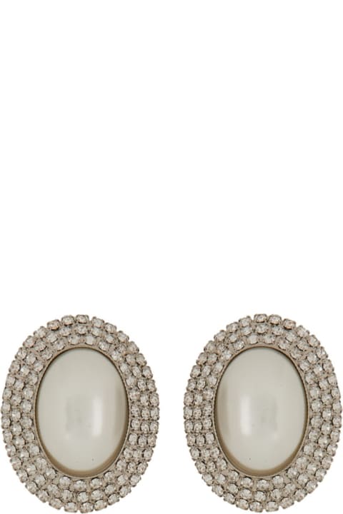 Jewelry Sale for Women Alessandra Rich Oval Earrings With Pearl And Crystals