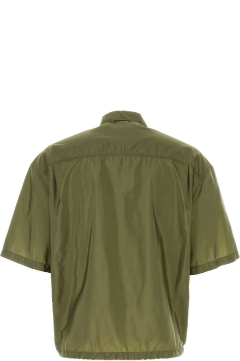 Summer Casual Shirts for Men Prada Army Green Re-nylon Shirt
