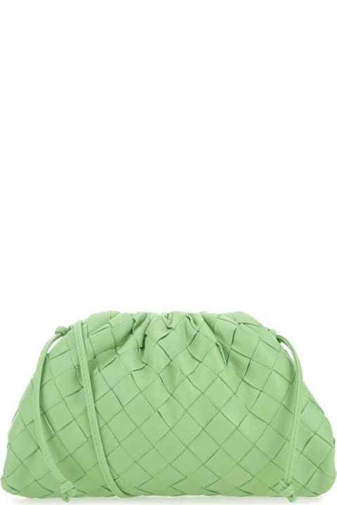 Bottega Veneta for Women Bottega Veneta Pastel Green Leather Mini Pouch Clutch