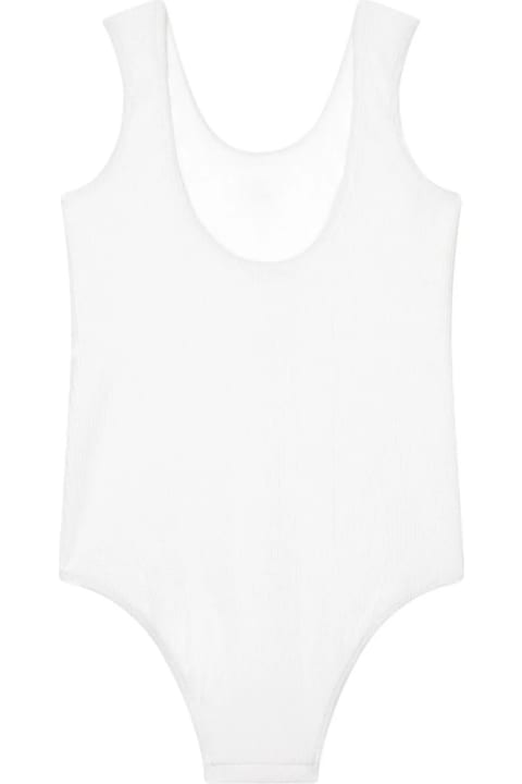 Swimwear for Girls Dolce & Gabbana White One Piece Swimwear With Metal Dg Logo