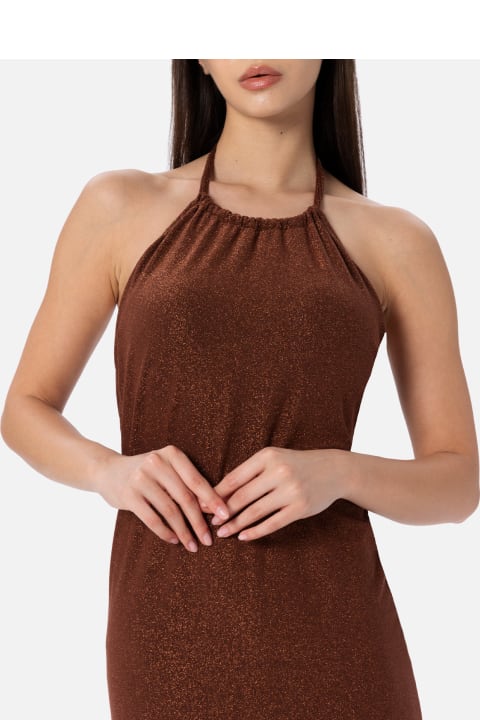 Homeware MC2 Saint Barth Lurex Brown Knitted Long Dress