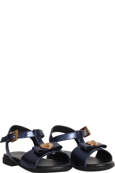 Shoes for Girls Versace Blue Laminated Sandals