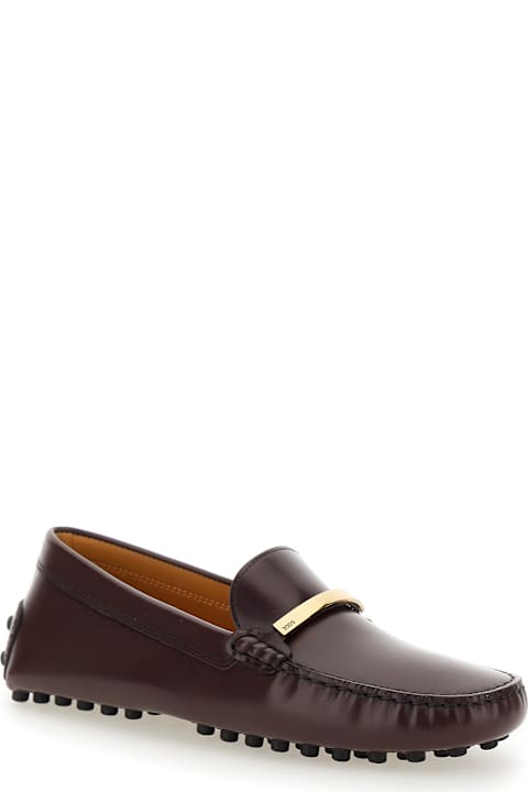 Tod's Flat Shoes for Women Tod's Brown Loafers With Logo Plaque And Rubber Sole In Leather Woman