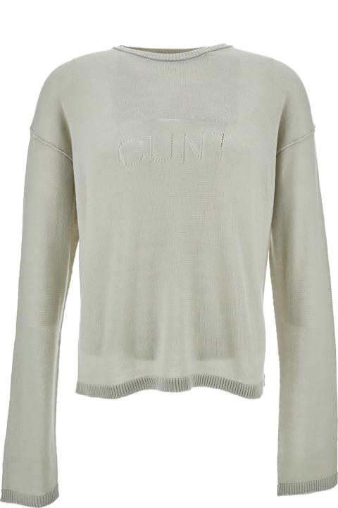 Rick Owens Sweaters for Men Rick Owens Grey Long Sleeve Top With Cunt Writing In Wool Man