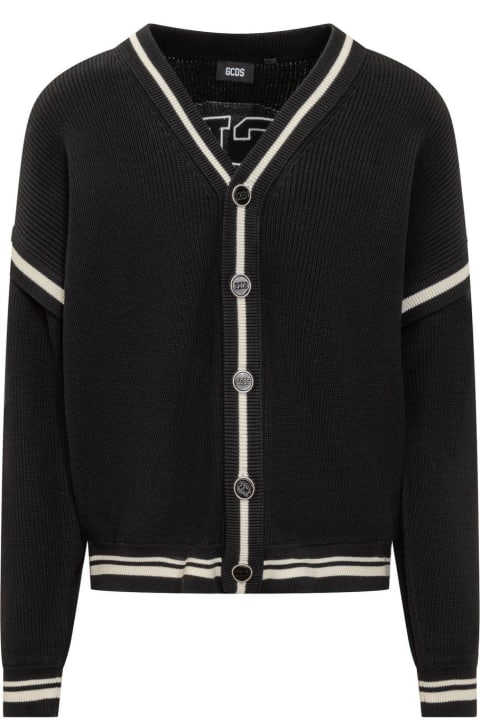 GCDS Sweaters for Men GCDS Logo Embroidered Knitted Cardigan