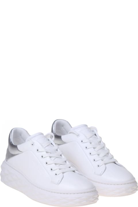 Jimmy Choo Shoes for Women Jimmy Choo Diamond Maxi Sneakers In White And Silver Leather