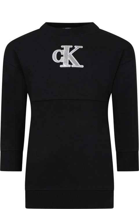 ガールズ Calvin Kleinのワンピース＆ドレス Calvin Klein Black Dress For Girl With Logo