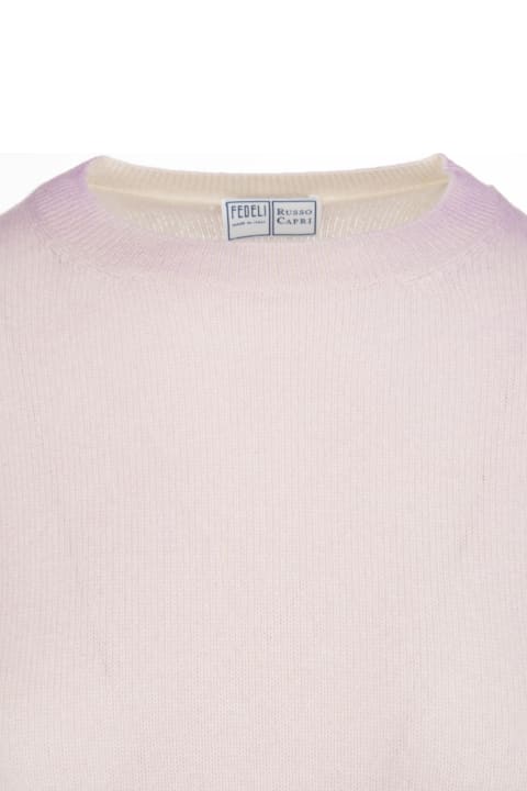 Woman Round-neck Pullover In Light Pink Cashmere