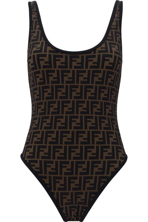Fendi Swimwear for Women Fendi Ff Logo Printed Swimsuit