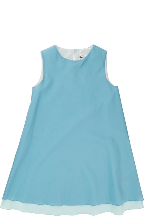 Dresses for Girls Il Gufo Light Blue Crewneck Sleeveless Dress In Cotton Girl