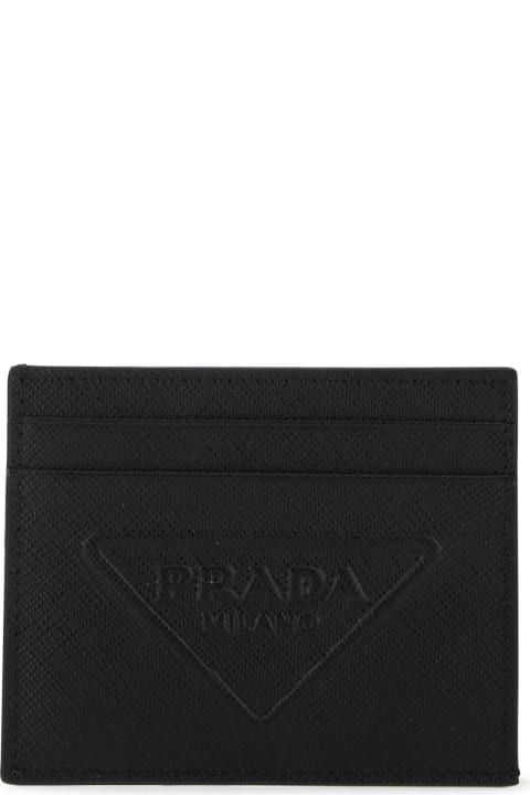 メンズ 財布 Prada Black Leather Card Holder