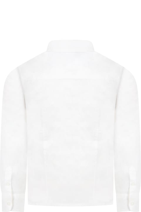 Homeware Emporio Armani White Skirt For Boy With Light Blue Iconic Eagle Logo