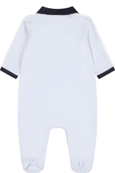 Fashion for Baby Boys Hugo Boss Light Blue Cotton Babygrow For Baby Boy With Logo