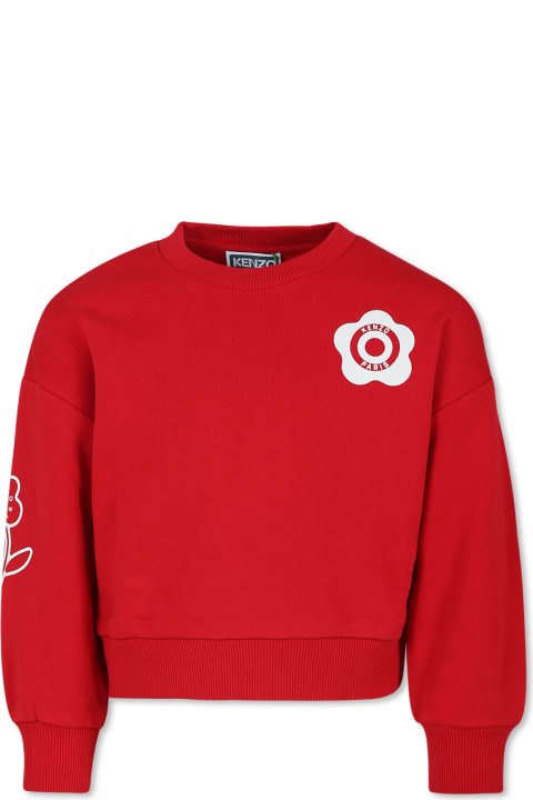ガールズ Kenzo Kidsのニットウェア＆スウェットシャツ Kenzo Kids Red Sweatshirt For Girl With Logo And Flower