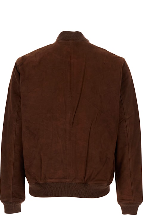 Polo Ralph Lauren for Kids Polo Ralph Lauren Brown Bomber Jacket With Pony Embroidery On The Front In Suede Man
