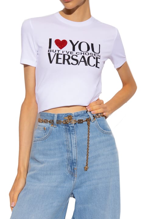 ウィメンズ Versaceのウェア Versace Printed Logo T-shirt