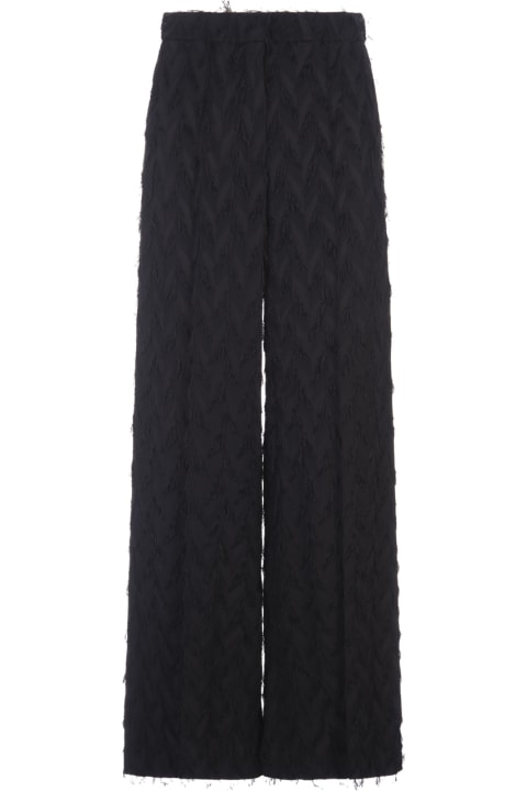 Fashion for Women MSGM Wide Black Trousers In Fluid Viscose Fil Coupè Fabric