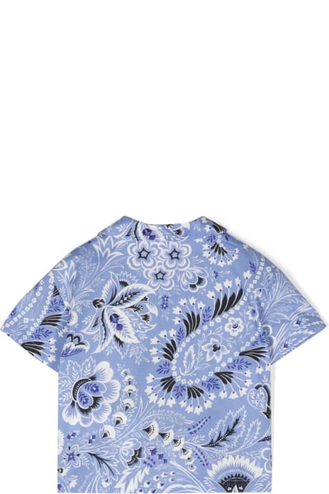 Sale for Kids Etro Light Blue Bowling Shirt With Paisley Print