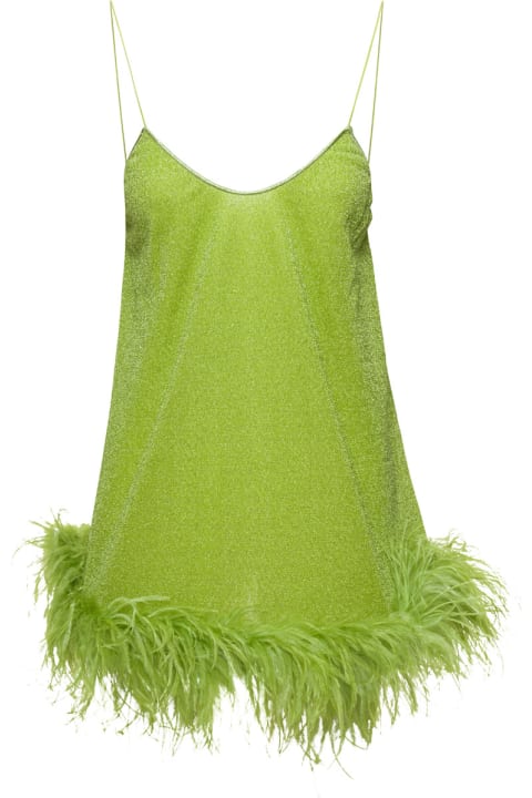 Oseree Underwear & Nightwear for Women Oseree Green Mini Dress With Feathers In Lurex Woman