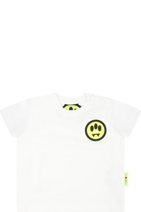 Barrow T-Shirts & Polo Shirts for Baby Girls Barrow White T-shirt For Babykids With Smiley