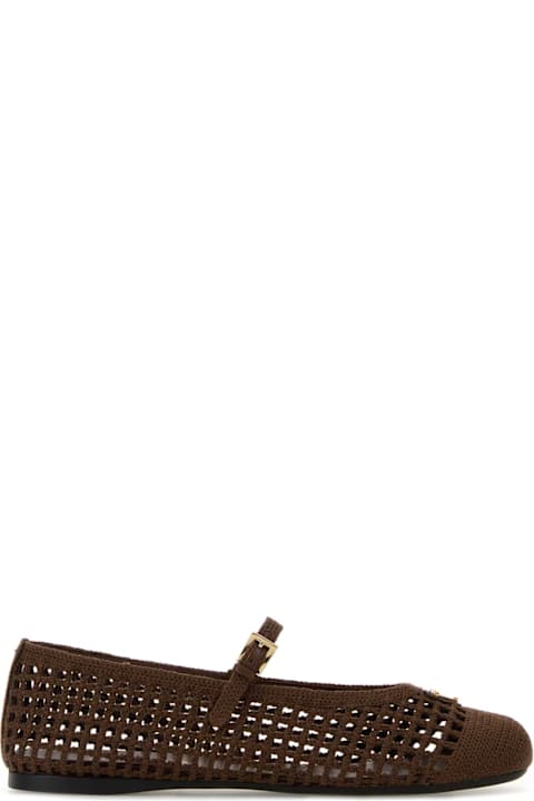 Prada Brown Crochet Ballerinas