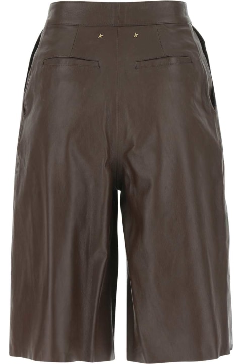 ウィメンズ新着アイテム Golden Goose Brown Leather Bermuda Shorts