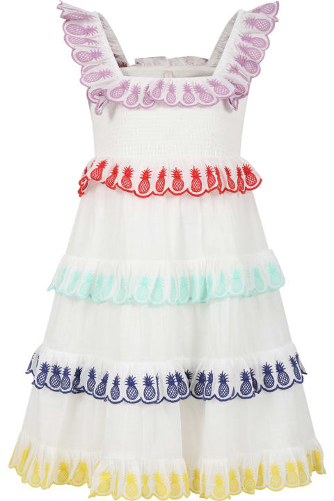 Dresses for Girls Zimmermann White Dress For Girl With Multicolor Pineapples
