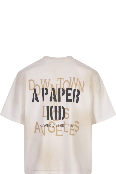 A Paper Kid for Men A Paper Kid White T-shirt With Washed Effect And Prints