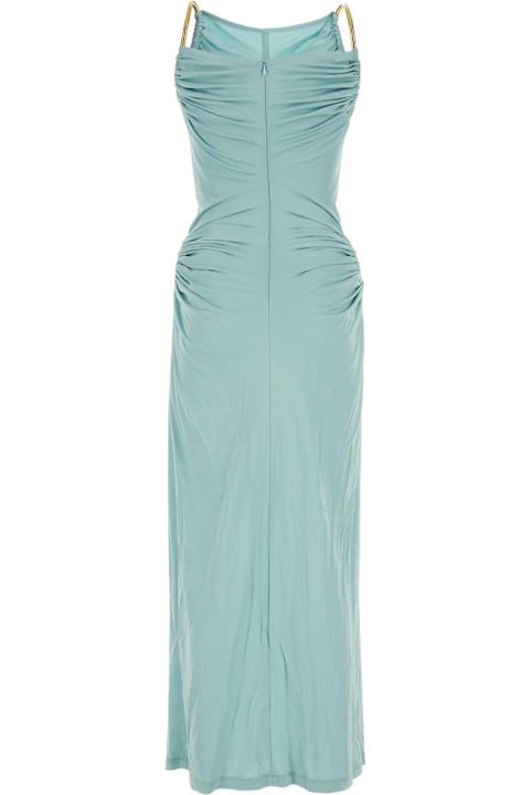 آخر صيحات الموضة من السيدات Bottega Veneta Sea Green Viscose Long Dress